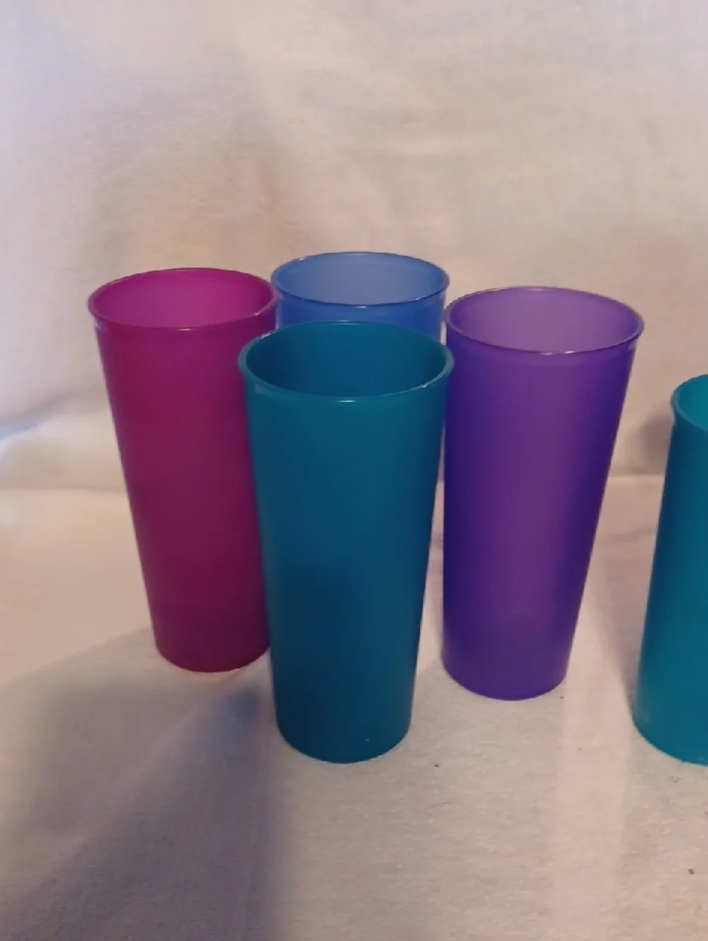 Tupperware Colorful Plastic Tumblers Set with Orange Measuring Cups
